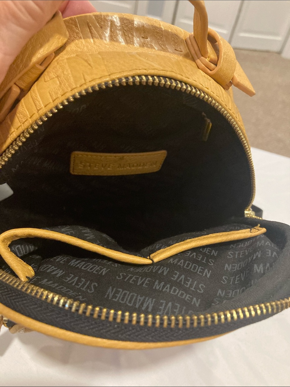 Steve Madden Yellow Embossed Mini Backpack - Picture 6 of 7